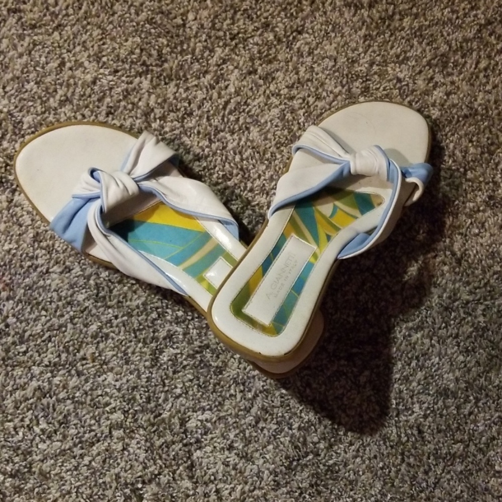 Sumner white and baby blue low platforms